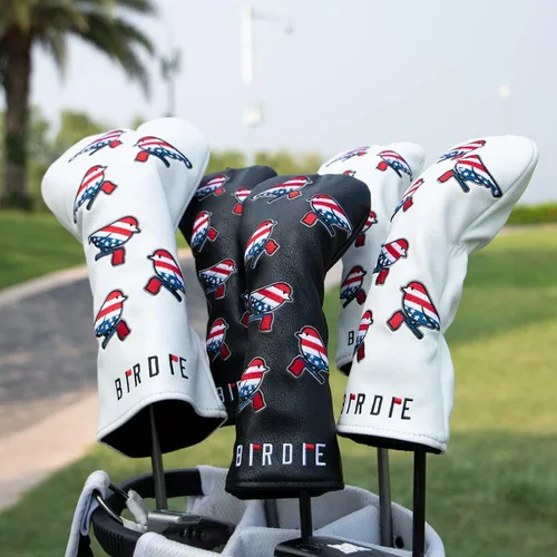 Vista 9 de Cubiertas para cabeza de golf, cubierta para driver, cubierta para madera 3, cubiertas para cabeza de híbrido, bordado, bandera estadounidense