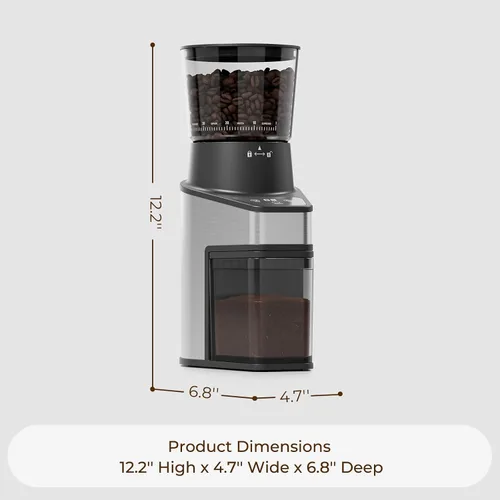 Vista 7 de Molinillo cónico de granos de café, 60 ajustes, antiestático, negro