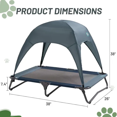 Vista 2 de Timber Ridge Cama para perros al aire libre con toldo, cama elevada y refrescante para perro, cama elevada portátil para perro con toldo extraíble