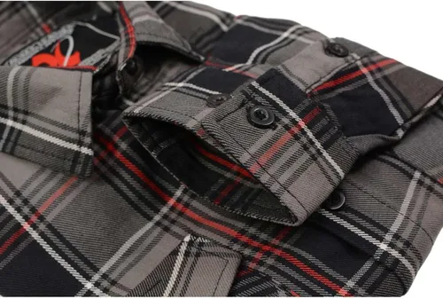 Vista 8 de Milwaukee Leather MNG11658 Men's Black and Grey with Red Long Sleeve Cotton Flannel Shirt