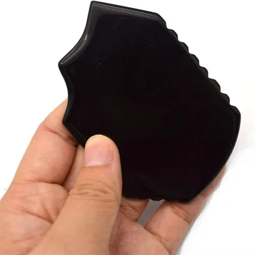Vista 2 de RODEREK Herramientas Gua Sha, herramienta de masaje de raspado de obsidiana Gua Sha, tabla facial de Gua Sha, herramienta de masaje unisex Gua Sha