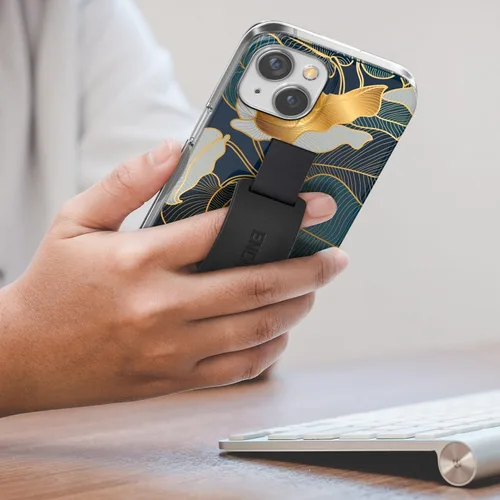 Vista 2 de ENCASED Funda con lazo para los dedos, diseñada para iPhone 15 (2023), funda de agarre con correa de mano con soporte de silicona suave al tacto