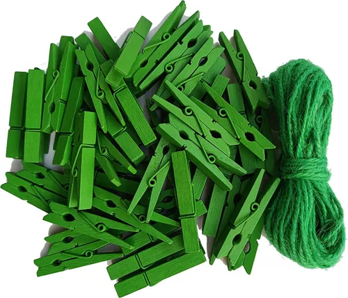 Vista 6 de Pinzas de madera negras de 1.9 pulgadas para fotos de Halloween, manualidades, manualidades, tendedero, clips de lavandería con cordel de yute