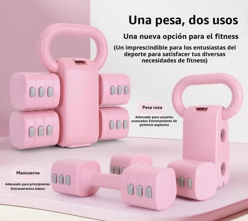 Vista 2 de Juego de 2 mancuernas ajustables, 4 en 1, pesas libres para mujeres con ajuste rápido, gimnasio en casa y entrenamiento de ejercicio al aire libre