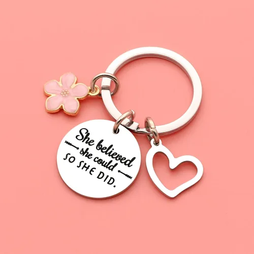Vista 5 de Maxforever - Llavero con cita inspiradora para mujer y niña regalo para hija sobrina hermana mejores amigos plata grande