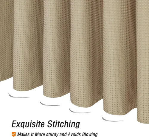 Vista 5 de Gibelle Cortina de Ducha Pequeña para Cabina 36 x 72 pulgadas, Cortina de Ducha de Tela Texturizada de Tejido Gofre Medio Estrecho para Baño, Beige