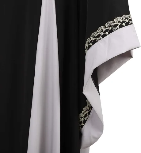 Vista 4 de Haorugut Disfraz medieval renacentista para mujer, vestido retro para cosplay 6508negro y blanco