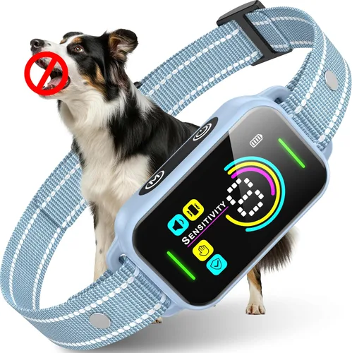 Vista 7 de DINJOO Collar Antiladridos Inteligente - Collar de Adiestramiento Antiladridos Recargable con 8 Niveles de Sensibilidad Ajustables, Pitido y Choque