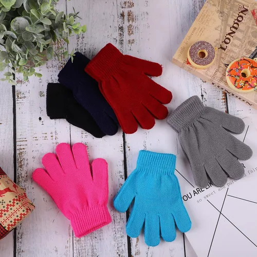 Vista 5 de Cooraby Paquete de 6 gorros y 6 pares de guantes elásticos para dedos completos para niños y niñas