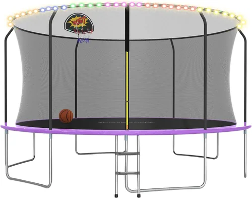 Vista 27 de Outdoor Trampoline with Net for Kids 10FT 12FT 14FT 15FT 16FT Púrpura