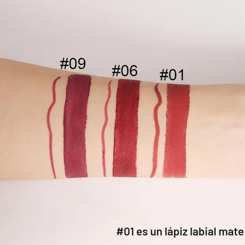 Vista 4 de evpct Juego de 1 lápiz labial y delineador de labios rojo rubí para mujer, kit mate con delineador de labios, manchas de labios duraderas