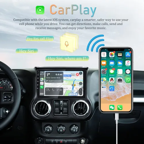 Vista 2 de Android 13 Radio de coche para Jeep Wrangler 2015 2016 2017 con Carplay y Android Auto 10.1 pulgadas pantalla táctil estéreo de coche con cámara