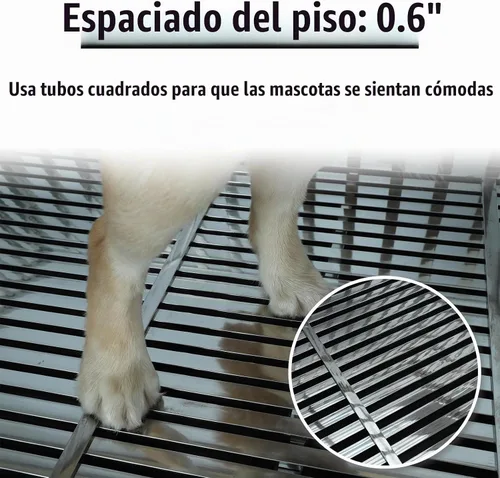 Vista 3 de Confote Jaula de metal resistente de 37 pulgadas, jaula para mascotas de alta ansiedad con ruedas bloqueables y puertas dobles para perros pequeños