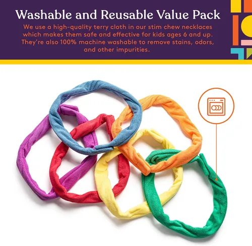 Vista 5 de Special Supplies Collares masticables para niños y niñas, 6 bandas, paño de rizo suave y súper absorbente, camisa y ropa alternativa de estimulación