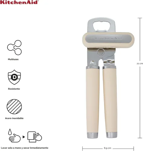 Vista 2 de KitchenAid Classic - Abrelatas y sacacorchos multifunción de fácil uso, rueda de corte de acero inoxidable ultra afilada, mangos ergonómicos suaves