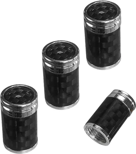 Vista 10 de Ziciner 4 piezas de cubiertas de tapones de válvula de neumático, tornillos de tapa de aire de vástago de válvula de rueda de carbono para llantas