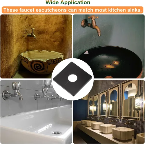 Vista 6 de uxcell 4 bridas divididas para pared, placa cuadrada de ABS autoadhesiva con orificio de 1.102 in/1.1 pulgadas de diámetro, cubierta de tubería