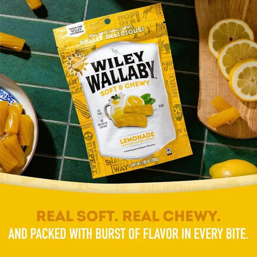 Vista 5 de Wiley Wallaby Lemonade Licorice Candy, Soft & Chewy, 7.05oz, 1Pk