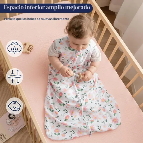 Vista 2 de PHF - Saco de dormir suave para bebé de 0 a 6 meses, 100 % de algodón orgánico, manta portátil, cierre de 2 vías, TOG de 0.5, saco de dormir