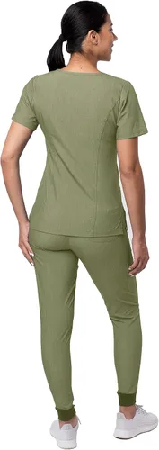 Vista 2 de Adar Pro - Conjunto médico moderno para mujer - Camiseta médica moderna con cuello en V y pantalón médico, pantalón de yoga
