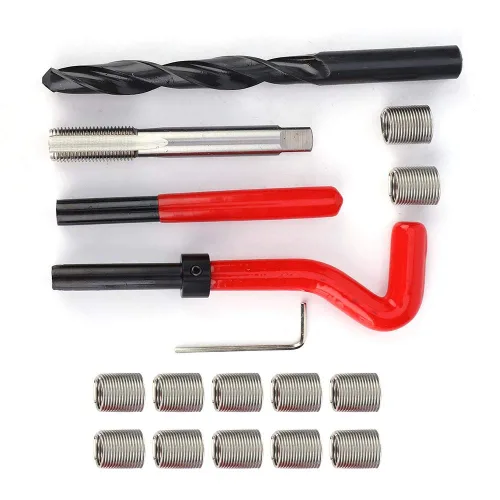 Vista 8 de Kit de reparación de roscas de 17 piezas, M12 x 1.25 de longitud 2D de acero inoxidable torcido, herramienta de inserción roscada, kit de reparación