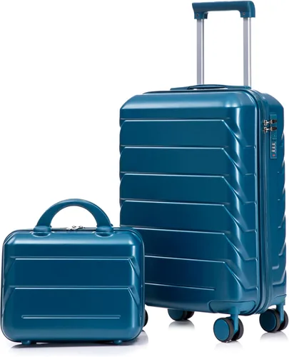 Vista 114 de Merax 3 piezas expandible ABS Hardshell equipaje Sets Spinner Wheel Maleta TSA Lock Suit Case, Apertura frontal negra, Juego de 2 piezas, Maleta