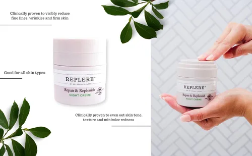 Vista 2 de Replere - Repara y repone la crema de noche hidratante natural - Reduce las arrugas, las manchas oscuras y las líneas finas -1.7 onzas