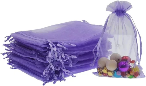 Vista 14 de Lautechco 100 bolsas de organza – 4 x 6 pulgadas, bolsas de regalo de malla beige con cordón para Navidad