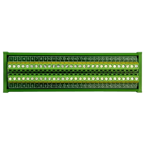 Vista 3 de Electronics-Salon Módulo de distribución de bloque de terminales de tornillo de 30 posiciones 24A/400V para montaje en carril DIN.