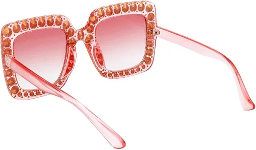Vista 5 de ROYAL GIRL Elton - Gafas de sol cuadradas con diamantes de imitación de gran