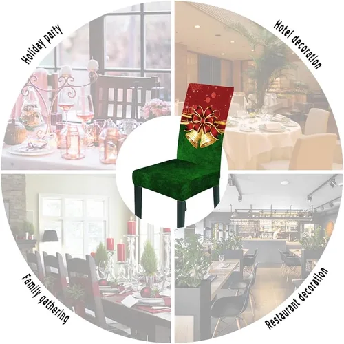 Vista 3 de Bnitoam 6 fundas para sillas de comedor navideñas, fundas elásticas con estampado Parsons, protector de asiento para decoración de vacaciones