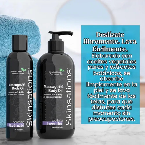 Vista 8 de Skinsations - Aceite de masaje - Lavanda 8oz Aceites de masaje comestibles para cita nocturna, aceite de masaje para terapia de masaje, ideas