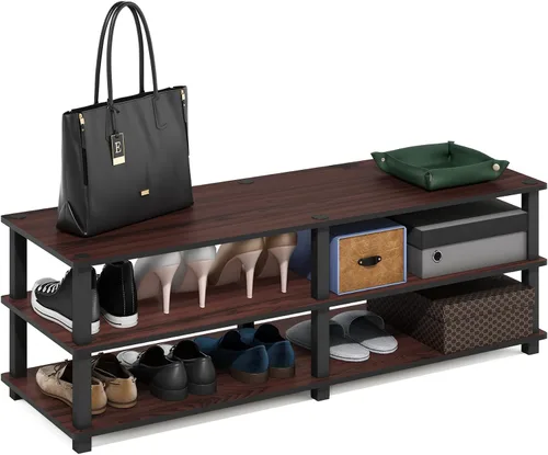Vista 10 de Furinno Turn-N-Tube - Zapatero estrecho de 3 niveles, zapatero con organizador curvado independiente, 11.7 x 23.6 x 21.9 pulgadas, para entrada