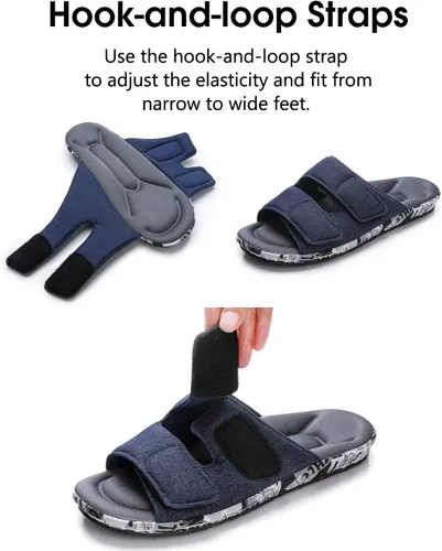 Vista 3 de Pantuflas de casa para hombre ajustables con soporte de arco de espuma viscoelástica para interiores y exteriores
