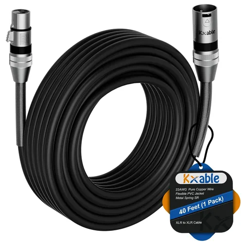 Vista 17 de Cables de micrófono XLR (1 pie, paquete de 2), cable de micrófono balanceado XLR macho a hembra, cordón de altavoz blindado de 3 pines, conectores