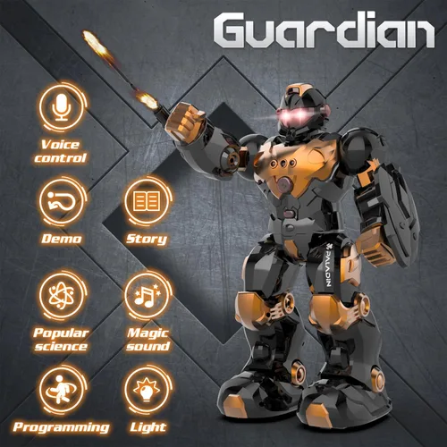 Vista 2 de STEMTRON Juguetes Robot para Niños, Robot de Control Remoto Programable con Detección Inteligente de Gestos, Recarga, Modo de Canto y Baile, Marrón