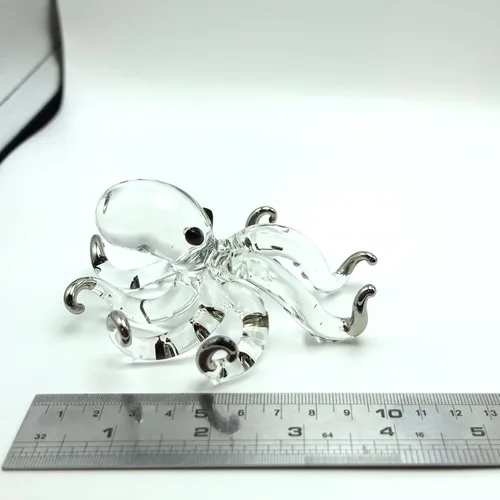 Vista 2 de Figuras artísticas de pulpo en miniatura de vidrio soplado a mano, animales marinos, regalo coleccionable para decorar