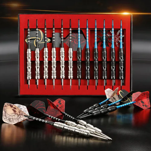 Vista 5 de WINSDART Steel Tip Darts 12 Pack Set with Nonslip Iron Barrel Aluminum Dart Shafts and Flights Darts Sharpener an Gift Box