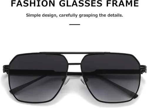 Vista 4 de kimorn Gafas de sol polarizadas para mujer y hombre, retro, de gran tamaño, cuadradas, vintage, modernas, clásicas, grandes, de metal, gafas de sol