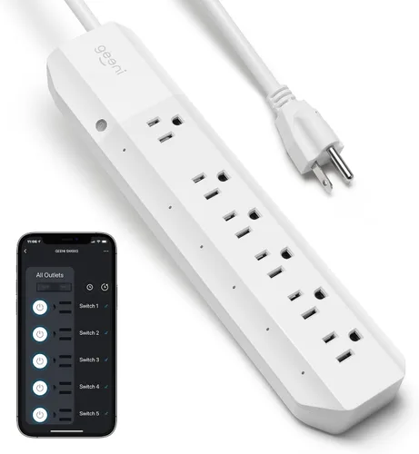 Vista 10 de Geeni Smart Surge Protector Power Strip, 4 tomacorrientes inteligentes y 2 puertos USB Puertos USB-A y USB-C, control de Wi-Fi y aplicaciones