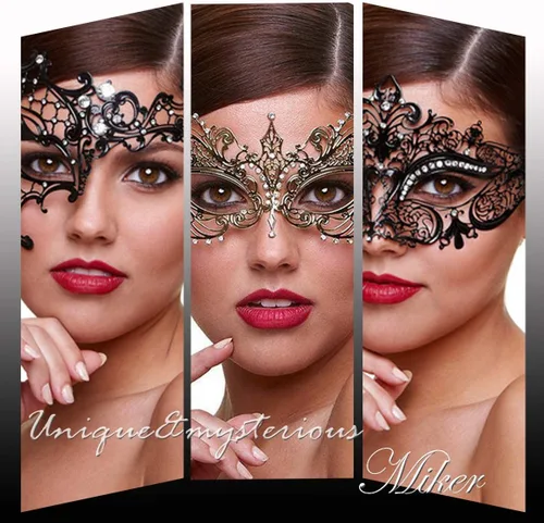 Vista 5 de Máscara de mascarada para mujer, con diamantes de imitación brillantes, veneciana, fiesta, baile de graduación, máscara de metal