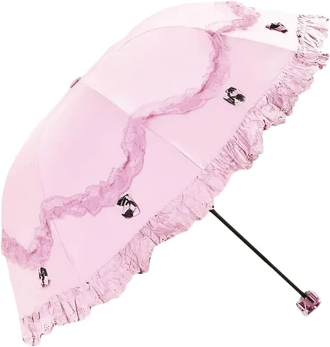 Vista 19 de Honeystore Paraguas plegable a prueba de rayos ultravioleta Princess Lace Parasol con cúpula anti-UV