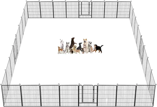 Vista 23 de Corralito para perros, 32 pulgadas, 10 paneles cerca para perros de exterior, corral para perros de interior antióxido, corral para mascotas