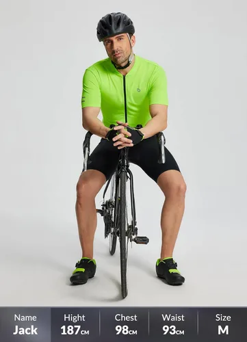 Vista 6 de BALEAF Camiseta de ciclismo de manga corta para hombre, camiseta de ciclismo con cremallera completa 3+1 bolsillos, UPF50+ amarillo, XL, 01-amarillo