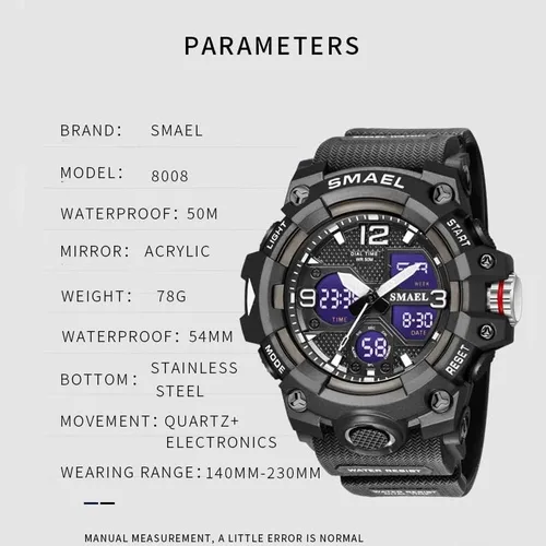Vista 3 de Reloj militar impermeable para hombre, reloj deportivo militar LED digital multifunción para hombre