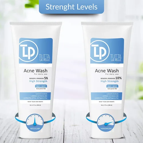 Vista 3 de Peróxido de benzoilo 5% Wash Tratamiento para el acné Lavado facial y gel de baño - Tratamiento para el acné de glúteos y espalda, 6.7 onzas