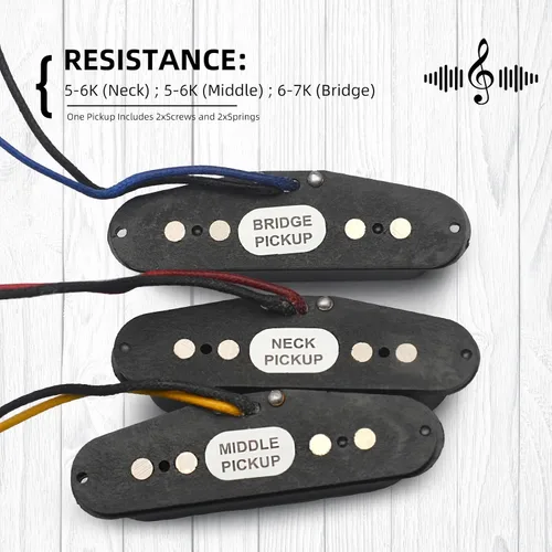 Vista 5 de MAXCHEER Alnico - Pastillas de 5 Strat para guitarra eléctrica Strat Squier para guitarra eléctrica Strat Squier (negro)