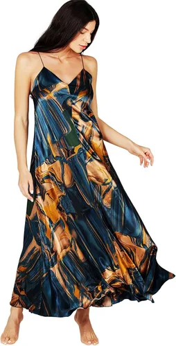 Vista 5 de Lonxu Womens Formal Dress Silk Satin Bridesmaid Dresses Sexy Bodycon Wedding Cocktail Party Guest Maxi Dress