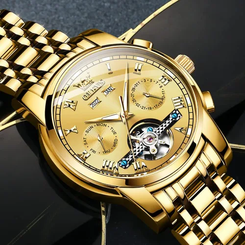 Vista 9 de OLEVS Reloj automático (no requiere batería) Relojes de pulsera para hombre, relojes mecánicos de cuerda automática, reloj clásico de esqueleto