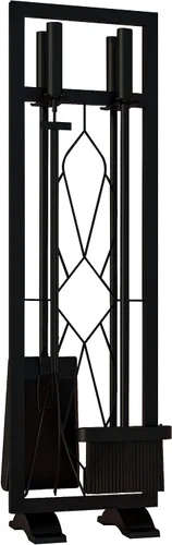 Vista 6 de Fire Beauty Juego de herramientas para chimenea, 5 piezas, accesorios de chimenea, kit de fuego con soporte, herramientas para estufas de leña